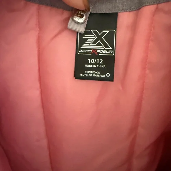 ZeroXposur Size 10/12 Pink and Gray Kids Ski Jacket
